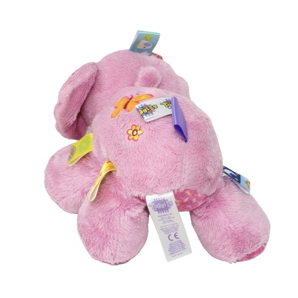 Taggies Pink Elephant Plush Rattle Toy 10" Cuddly Soft Lovey Tag N Play Pal - Picture 5 of 8